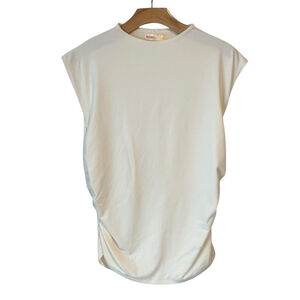 Intempo Blouse Womens XL Ivory Color Sleeveless Rouched Lightweight Silky Top